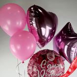 Маленькое фото 2: Композиция из 5 шаров с гелием «С Днем Рождения (симфония роз)», вар. 3