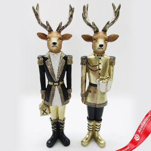 Сувенир «Олень» (полирезин), Н32х7,5х6,5см, в асс., черный/золотой