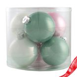 Маленькое фото 1: Набор шаров 6шт. в тубе (стекло), D10см, микс зеленый/белый/розовый