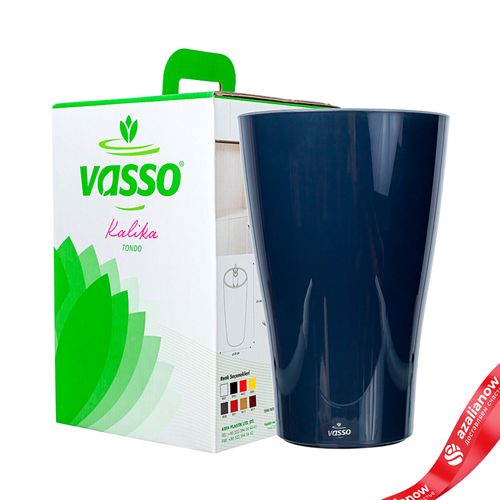 Горшок (Кашпо) с автополивом «Kalika Tondo», пластик, D17,3x26,5см, серый