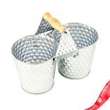 Маленькое фото 2: Кашпо двойное «Соты» (металл), 22х11хH10,5/H17см, серебряный