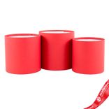 Маленькое фото 2: Набор коробок, подарочных, круглых, без крышки, 3шт., D16xH16 см, красный