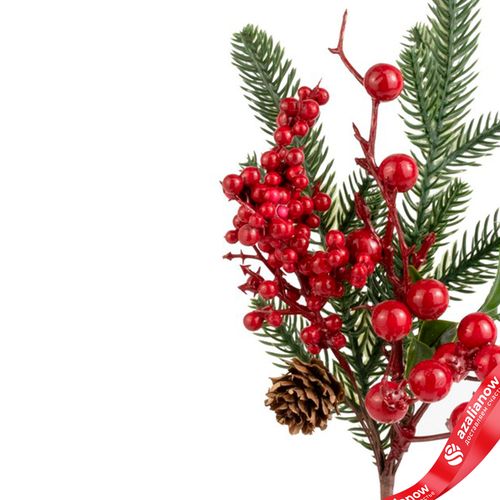 Фото 4: Ветка еловая с ягодами, H31 см, красный