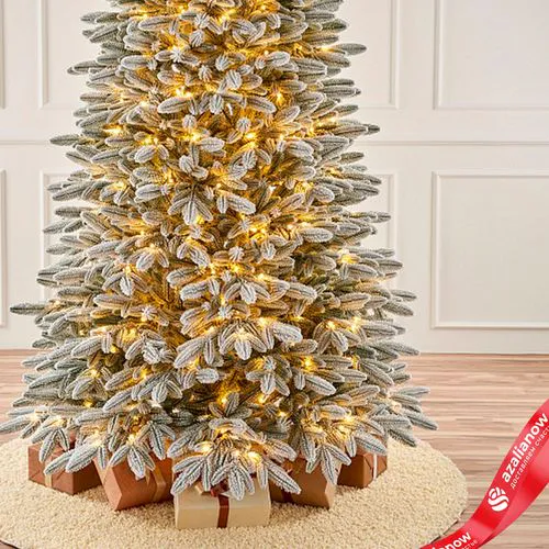 Фото 3: Ель искусственная заснеженная с лампочками «Cамарская» (PE), 2,4м, белый