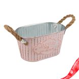Маленькое фото 1: Кашпо с ручками (металл), 24x14хH11см, розовый