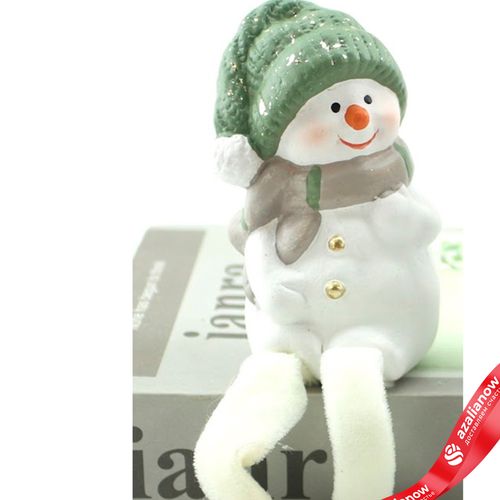 Фото 2: Сувенир «Снеговик сидящий» (керамика), Н10х6х5,5см, белый