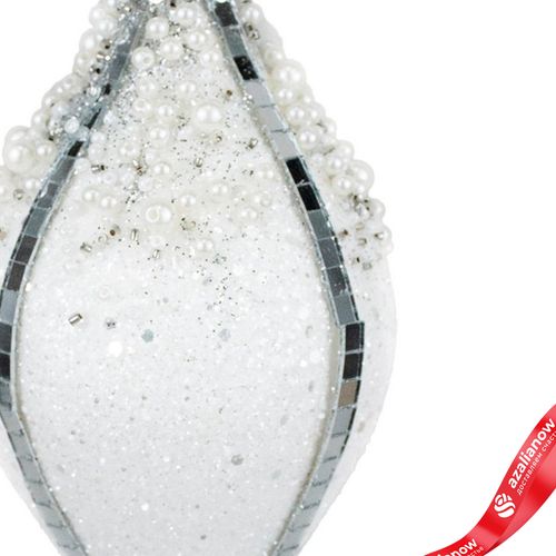 Фото 3: Украшение подвесное «Луковица с зеркальными полосками», Н14х8х8см, белый