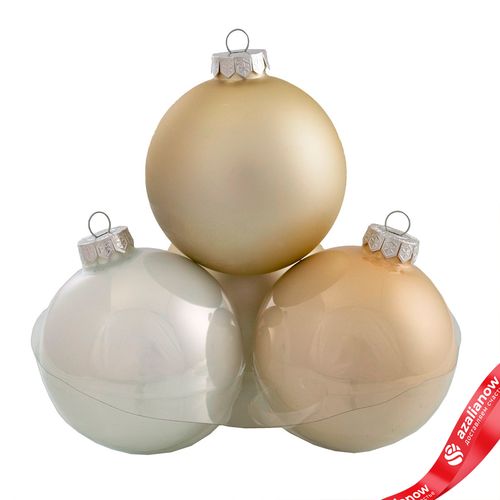 Фото 4: Набор шаров 6шт. в тубе (стекло), D10см, микс шампань/кремовый