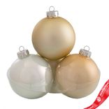 Маленькое фото 4: Набор шаров 6шт. в тубе (стекло), D10см, микс шампань/кремовый