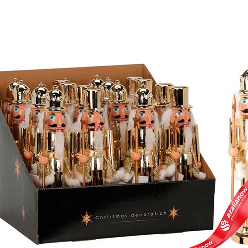 Фото 2: Сувенир «Щелкунчик» (дерево), 28,5х8х8см, в асс., золотой