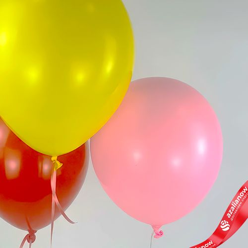 Фото 3: Композиция из 3 шаров с гелием, 30 см, красный, желтый, розовый