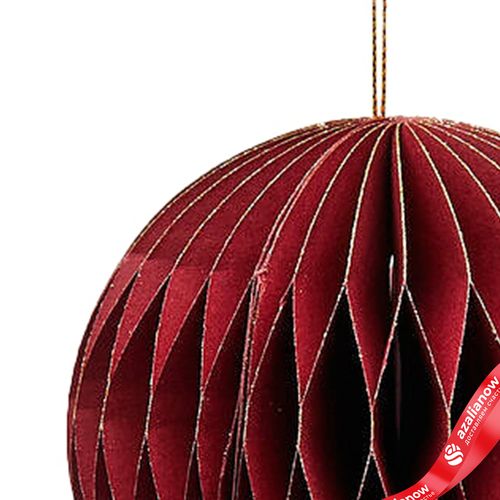 Фото 4: Украшение подвесное «Шар» (бумага), D15см, темно-красный