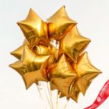 Маленькое фото 1: Композиция из 9 шаров с гелием «Звезды», золотой