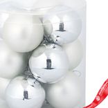 Маленькое фото 3: Набор шаров 12шт. в тубе (стекло), D4см, в асс., серебряный