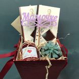 Фото флориста 5: Подарочный набор «Мамочке» с суккулентом Эхеверия Миранда, шоколадками и ароматом для дома