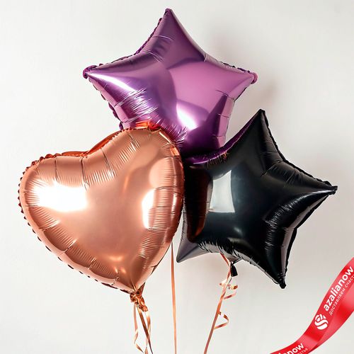 Композиция из 3 шаров с гелием, 1 яркое сердце и 2 звезды