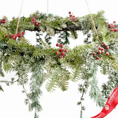 Фото 5: Венок подвесной заснеженный с ягодами, Н40хD60см, зеленый