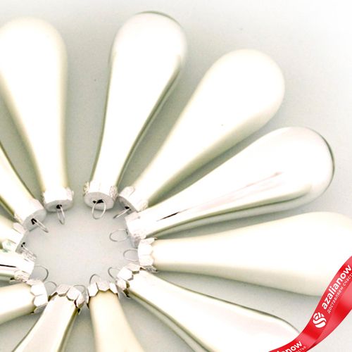 Фото 4: Набор украшений Капли 12шт. в тубе (стекло), 2,5x7,5см, микс серебряный