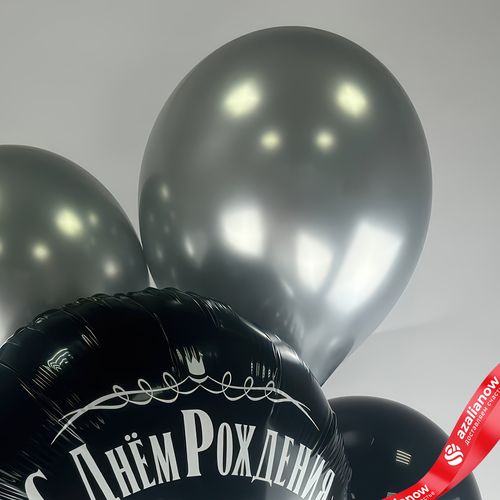 Фото 4: Композиция из 5 шаров с гелием «С Днем Рождения, Лучший в Мире, №1», черный, серебряный