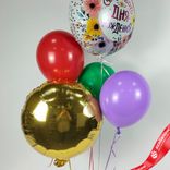 Маленькое фото 2: Композиция из 5 шаров с гелием «Счастливого Дня Рождения (цветы)»