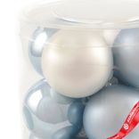 Маленькое фото 4: Набор шаров 12шт. в тубе (стекло), D4см, микс голубой/белый