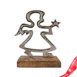 Маленькое фото 1: Сувенир «Ангел» (металл/дерево), H12,5x10x4см, серебряный