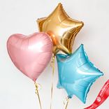 Маленькое фото 1: Композиция из 3 шаров с гелием, 1 розовое сердце и 2 звезды