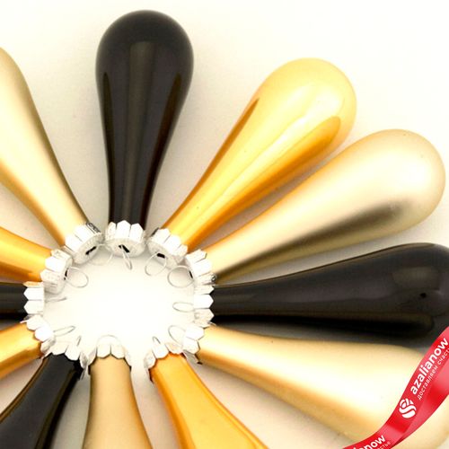 Фото 4: Набор украшений Капли 12шт. в тубе (стекло), 2,5x7,5см, микс черный/золотой