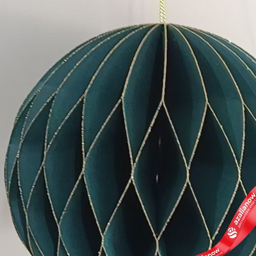 Фото 2: Украшение подвесное «Шар» (бумага), D15см, темно-зеленый