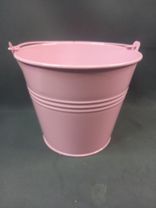 Фото флориста 1: Кашпо «Три Линии Ведерко с ручкой» (металл), D15xH13,5см, розовый