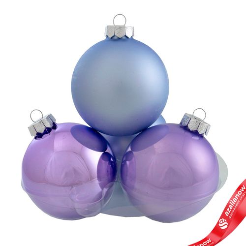 Фото 2: Набор шаров 6шт. в тубе (стекло), D8см, в асс., сиреневый, вид 1
