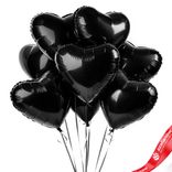 Маленькое фото 1: Композиция из 9 шаров с гелием «Сердца», черный