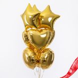 Маленькое фото 1: Композиция из 9 шаров с гелием «Комбо», золотой