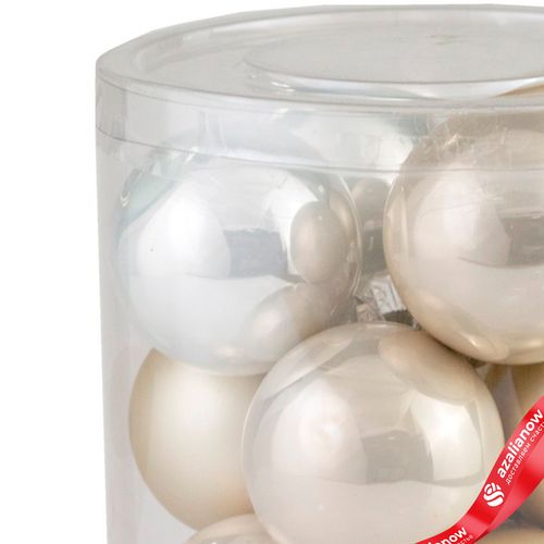 Фото 4: Набор шаров 12шт. в тубе (стекло), D4см, микс шампань/кремовый