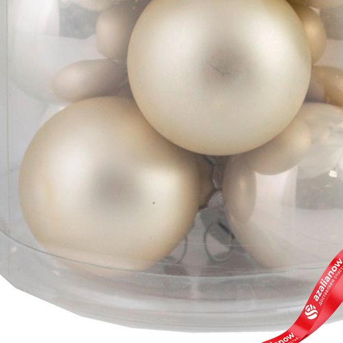Фото 5: Набор шаров 12шт. в тубе (стекло), D3см, микс шампань/кремовый