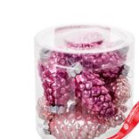 Маленькое фото 2: Набор украшений «Шишки» 12шт. в тубе (стекло), 5см, микс розовый/темно-розовый