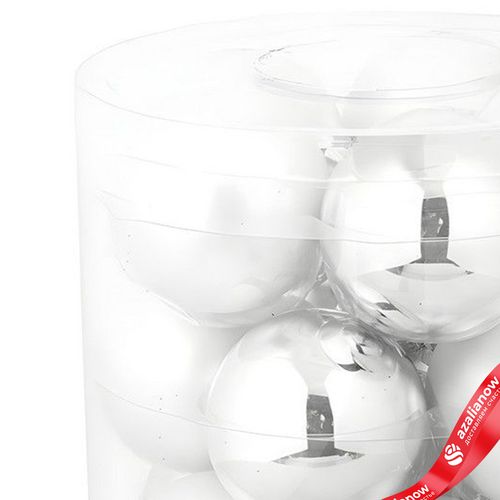 Фото 4: Набор шаров 15шт. в тубе (стекло), D6см, в асс., серебряный