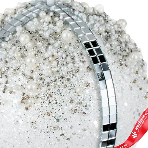 Фото 3: Украшение подвесное «Шар с зеркальными полосками», D12см, белый