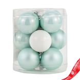 Маленькое фото 1: Набор шаров 12шт. в тубе (стекло), D3см, в асс., мятный./белый