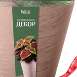 Маленькое фото 3: Кашпо со вставкой «Кашемир» (пластик), 19,5x12xH16,5см, 3л, коричневый