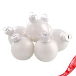 Маленькое фото 2: Набор шаров 12шт. в тубе (стекло), D4см, в асс., белый, вид 1