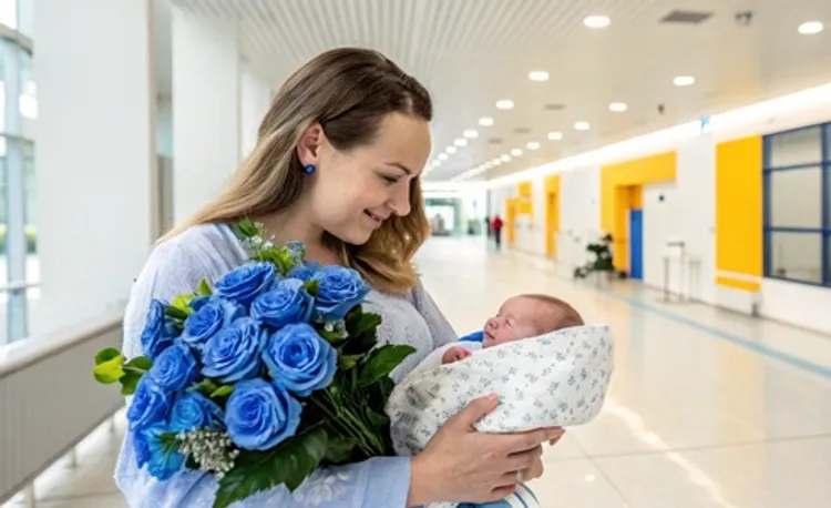 Синий букет в роддом