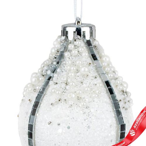 Фото 4: Украшение подвесное «Луковица с зеркальными полосками», Н14х8х8см, белый