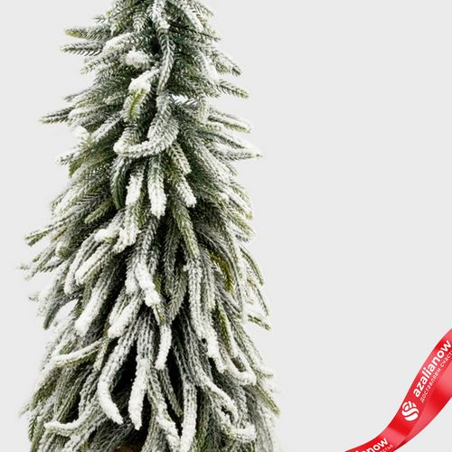 Фото 3: Ель искусственная заснеженная в кашпо, Н60х22х22см, зеленый/белый