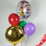 Маленькое фото 1: Композиция из 5 шаров с гелием «Счастливого Дня Рождения (цветы)»