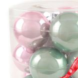 Маленькое фото 5: Набор шаров 15шт. в тубе (стекло), D6см, микс зеленый/белый/розовый