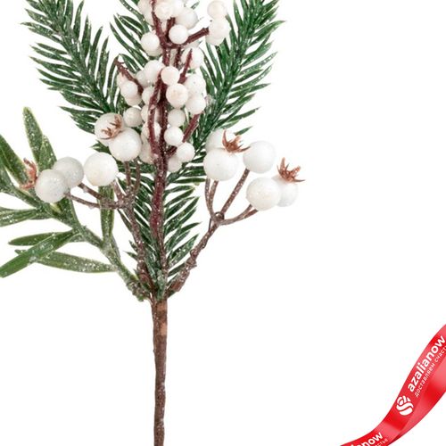Фото 3: Ветка еловая с ягодами, H30 см, белый