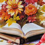 Маленькое фото 5: Открытка «Спасибо Вам за доброе сердце (цветы над книжкой)», 7х10 см