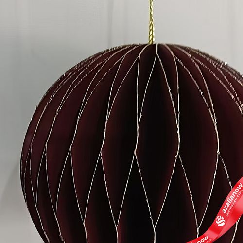 Фото 2: Украшение подвесное «Шар» (бумага), D8см, темно-красный