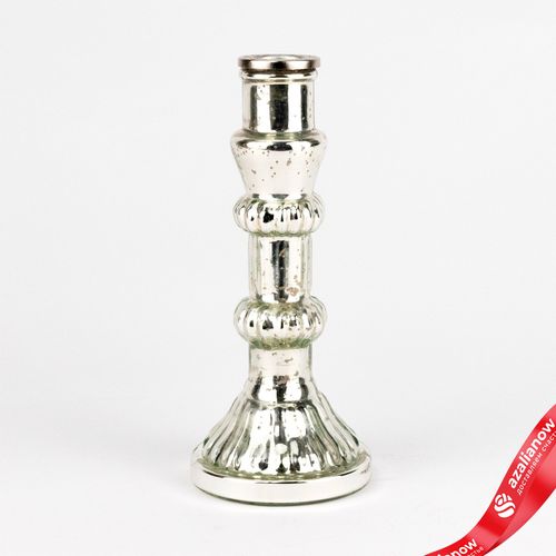 Подсвечник (стекло), Н20х8,5х8,5см, серебряный